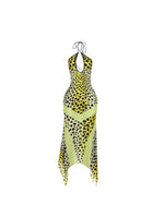 Mya Leopard-Print Halter Dress